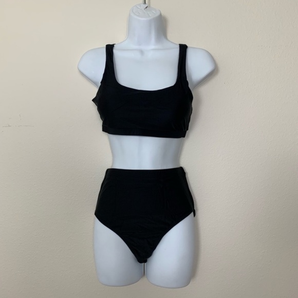 5⭐️ Solid Black Sport Bikini High Waist Swimsuit - Picture 8 of 8
